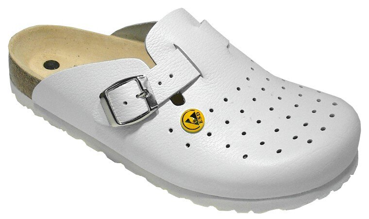 Sabots ESD cuir vachette pleine fleur/perforation, blanc, 43 #zoom-1