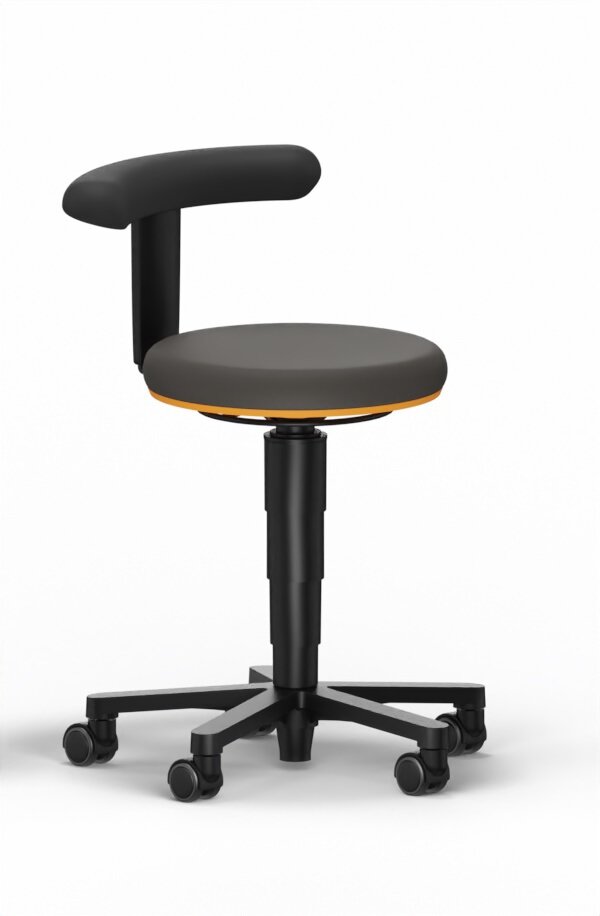 Tabouret Allround 2, avec roulettes, Supertec noir, anneau de couleur orange #zoom-1