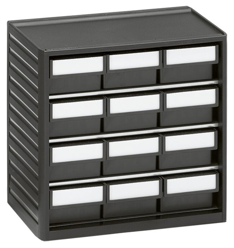 ESD-Kleinteilemagazin, 12 Schubladen, 310x180x290 mm