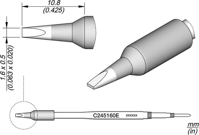 Lötspitze meißelförmig, 1,6 x 0,5 mm, C245160E