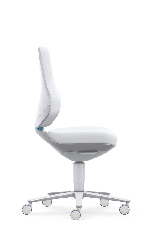 ESD cleanroom TEXON 2 industrial swivel chair, with castors, Skintec white #7