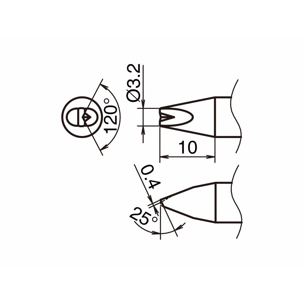 T53-DR32 Aktiv-Lötspitze Format 3.2DR - V-Rille #zoom-2