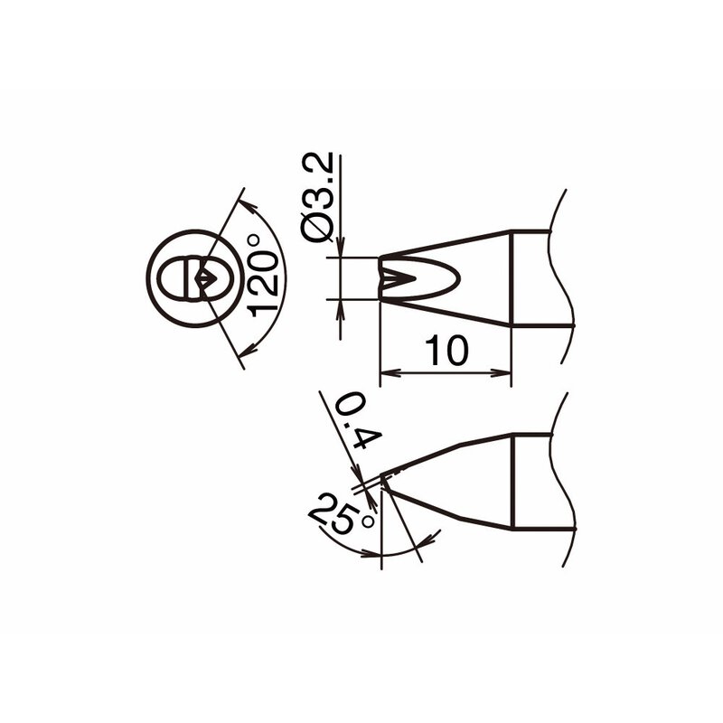 T53-DR32 Aktiv-Lötspitze Format 3.2DR - V-Rille #2
