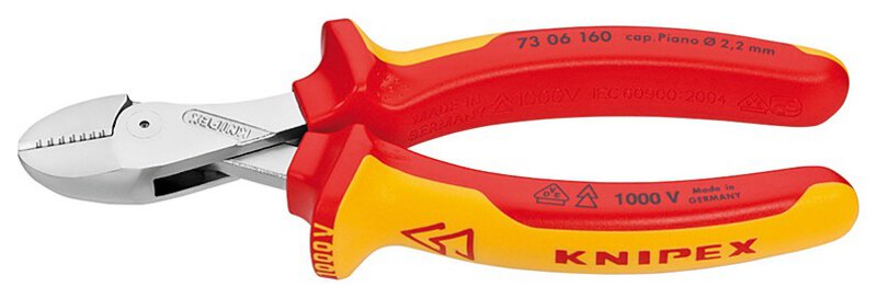 X-Cut® compact diagonal cutters, high-transmission, insulated, with multi-component sleeves, VDE-tested, chrome-plated, 160 mm