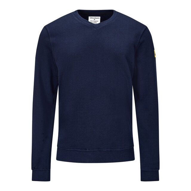 Bluza ESD z dekoltem w serek, granatowa, krój Comfort-Fit