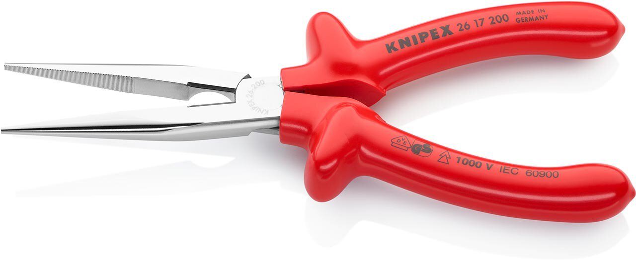 Needle nose pliers with cutting edge (cranesbill pliers), chrome-plated, dip-insulated, 200 mm #zoom-2