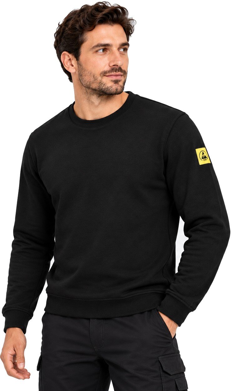 ESD-sweatshirt, ronde hals, zwart, XS, Comfort-Fit #zoom-2