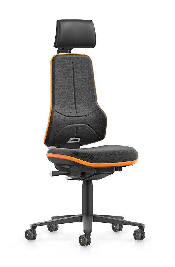 ESD NEON XXL, Schwerlast-Arbeitsstuhl, mit verstellbarer Kopfstütze, Supertec schwarz, Flexband orange #zoom-1