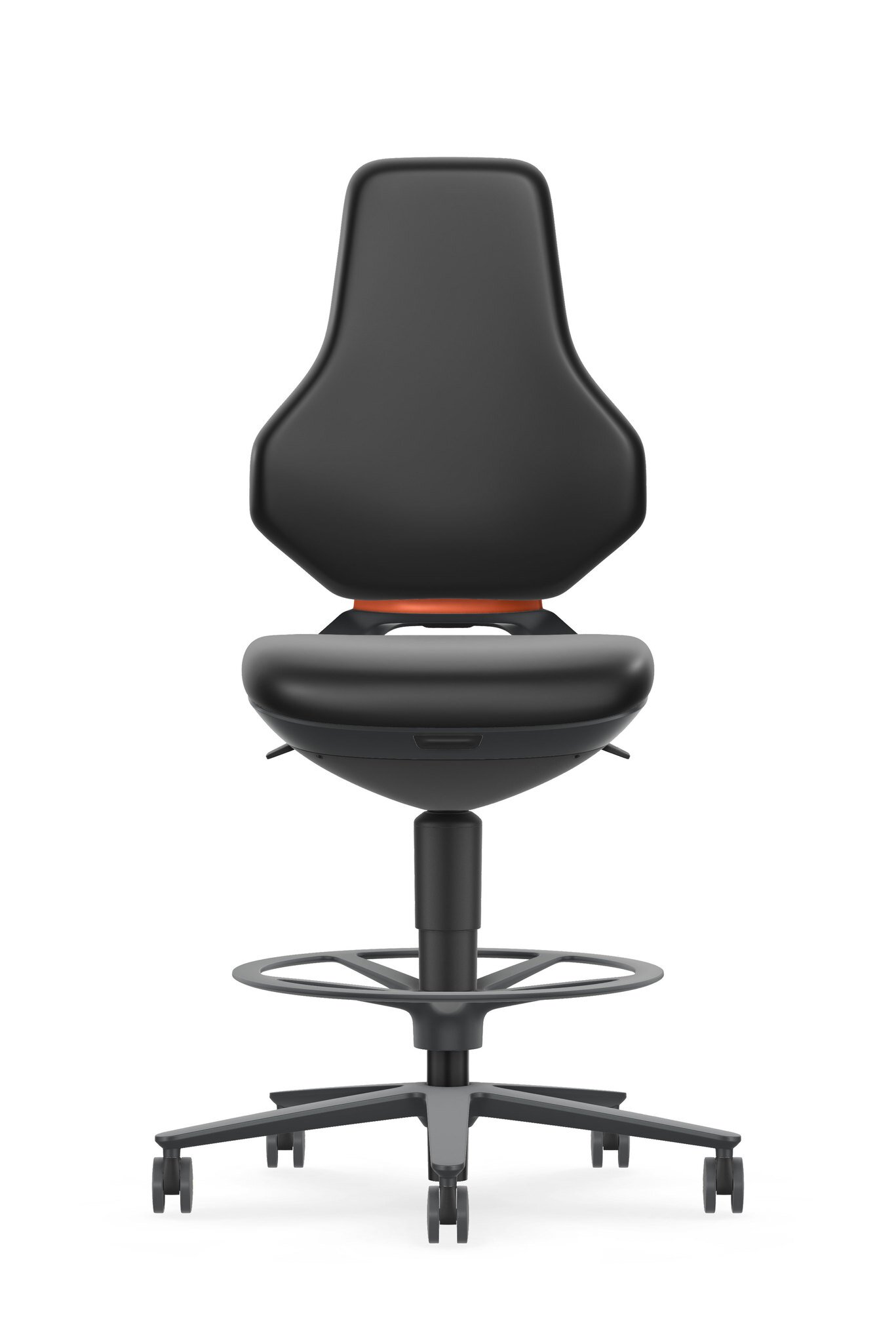 TEXON 4 siège de travail pivotant, avec roulettes d'assise-stop et repose-pieds, similicuir Magic noir #zoom-5