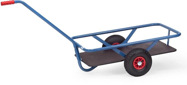 Hand cart - solid rubber wheels with waterproof plywood floor. 