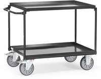 Tischwagen mit Wannen "GREY EDITION", mit 2 Böden aus Blechwannen, Griff waagerecht, 850x500mm #thumbnail-1