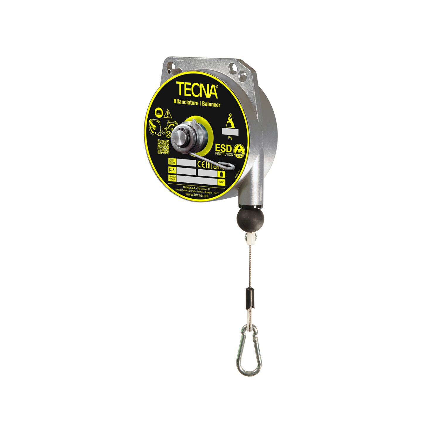 Tirante a molla ESD 9321 - Portata regolabile da 2,0 a 4,0 kg; corsa/lunghezza cavo 2000 mm #zoom-1