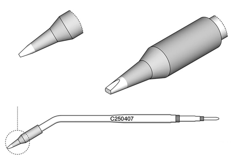 Soldering tip, chisel-shaped, straight 1.2 x 0.7 mm, C250407 #2