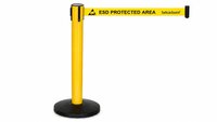 Gurtabsperrpfosten mit 5m Gurtband "ESD PROTECTED AREA", gelb, 96 cm #thumbnail-1