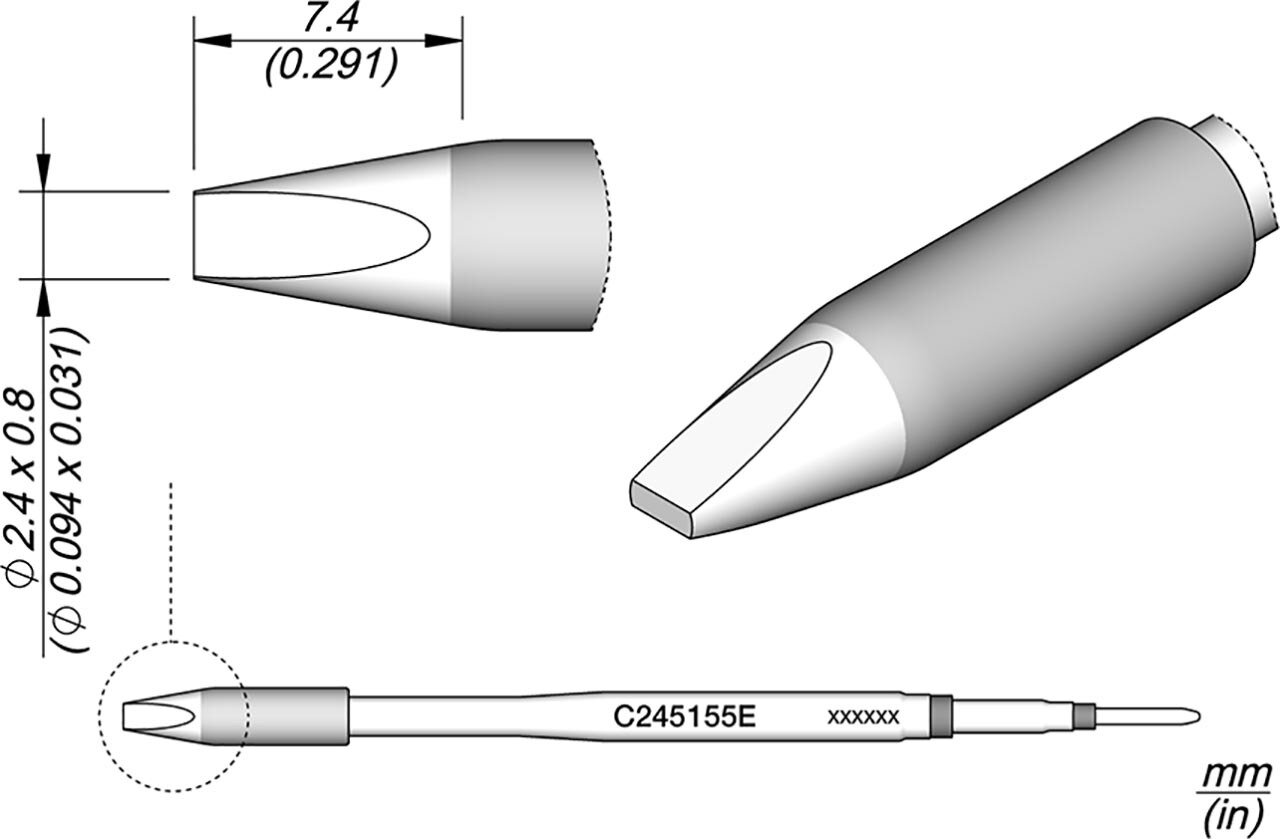 Lötspitze meißelförmig, 2,4 x 0,8 mm für T245, C245155E #zoom-1