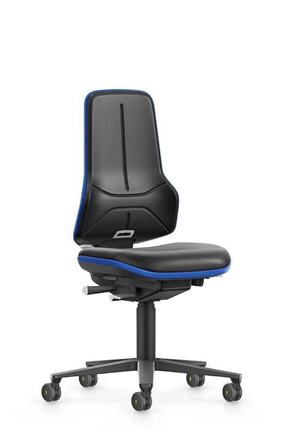 ESD NEON XXL, heavy-duty task chair, faux leather Magic black, flex strap blue #zoom-1