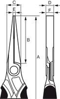 Pince plate longue avec poignées revêtues de PVC, phosphatée, 160 mm, emballage industriel #thumbnail-2
