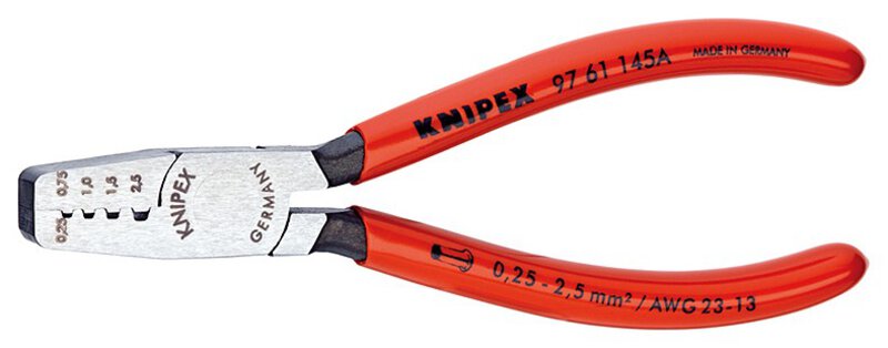 Crimpzange für Aderendhülsen, 0,25 - 2,5 mm², 145 mm
