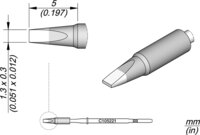 Panne à souder en forme de burin, droite 1,3 x 0,3 mm #thumbnail-1