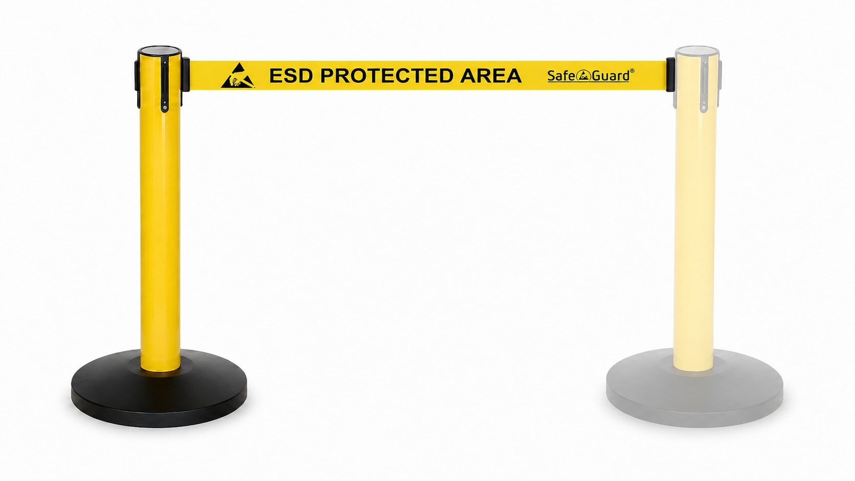 Gurtabsperrpfosten mit 5m Gurtband "ESD PROTECTED AREA", gelb, 96 cm #zoom-6