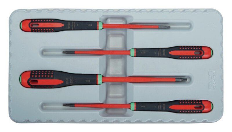 Satz gemäß VDE isolierte, schlanke ERGO™-Schraubendreher mit 3-Komponenten-Griff für TORX®-Schrauben, 4-teilig #3