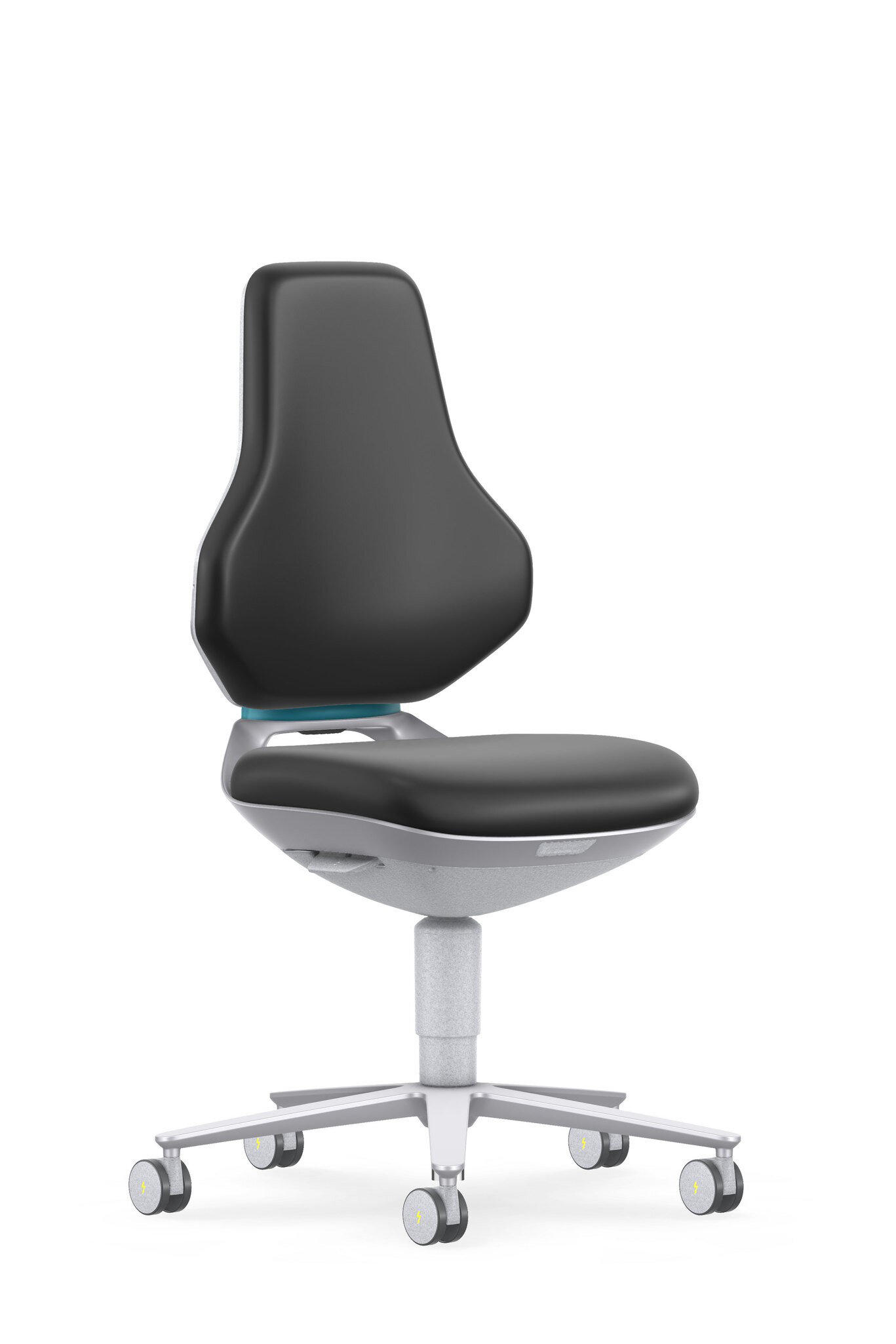 ESD cleanroom TEXON 2 industrial swivel chair, with castors, faux leather Magic black #zoom-1