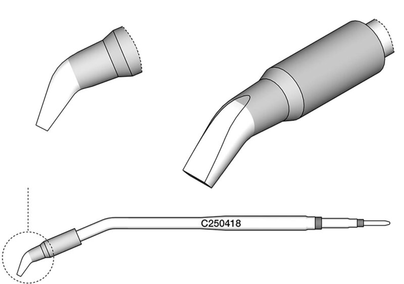 punta di saldatura a forma di scalpello, piegata, 3,2 x 1,5 mm #2