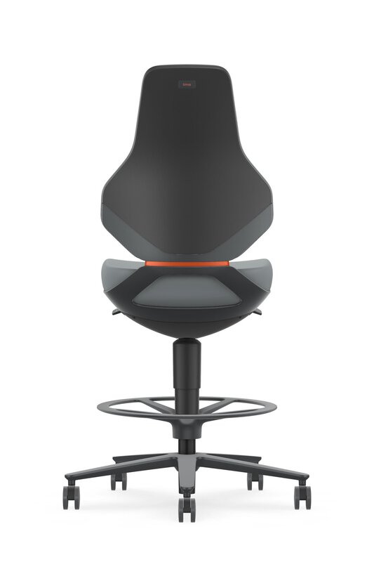 TEXON 4 siège de travail pivotant, avec roulettes d'assise-stop et repose-pieds, Skintec gris #2