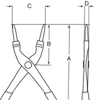 Pince pour circlips intérieurs avec mâchoires droites, brunie 150 mm #thumbnail-3