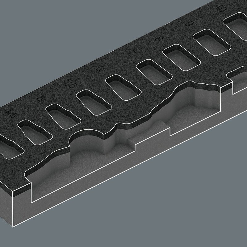 Schaumstoffeinlage 8000 A Zyklop Knarre 1/4" Set 1, ohne Werkzeug, 172 x 30 x 392 mm #2