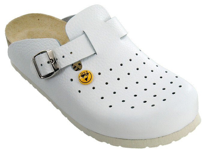 ESD Clogs full cowhide / heel height 3 cm, white, 36 #zoom-1