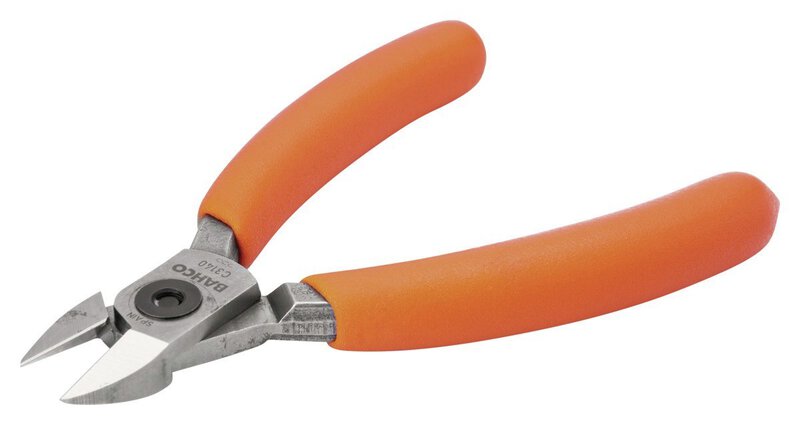 Compacte zijsnijtang met ovale kop en oranje PVC handgrepen 130 mm, industriële verpakking. #1