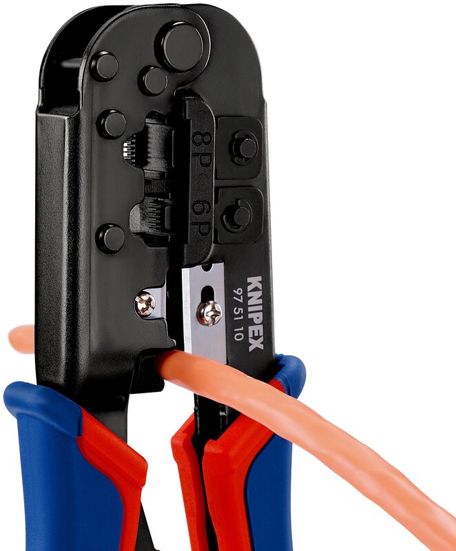 Crimpzange für Westernstecker, brüniert, RJ 11/12 (6-polig) 9,65 mm RJ 45 (8-polig) 11,68 mm, 190 mm, SB Verpackung #5