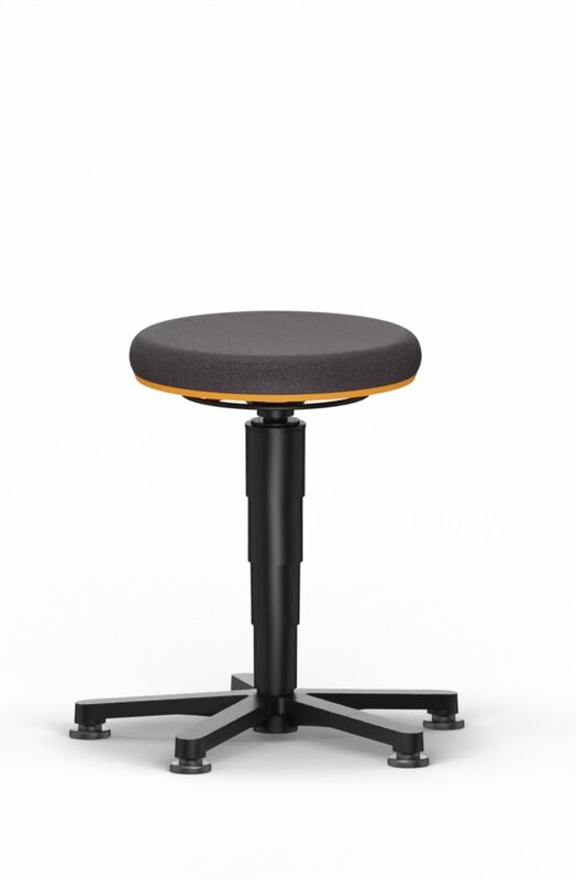 Tabouret Allround 1, avec patins, tissu Duotec noir, anneau de couleur orange