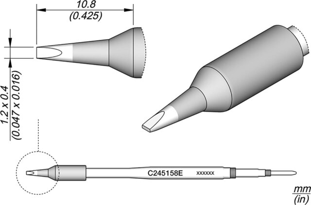 Lötspitze meißelförmig, 1,2 x 0,4 mm, C245158E