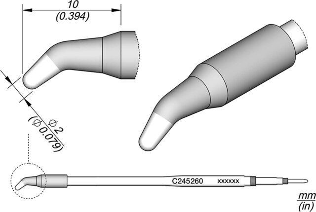 Lötspitze gewinkelt, D: 2,0 mm, C245260