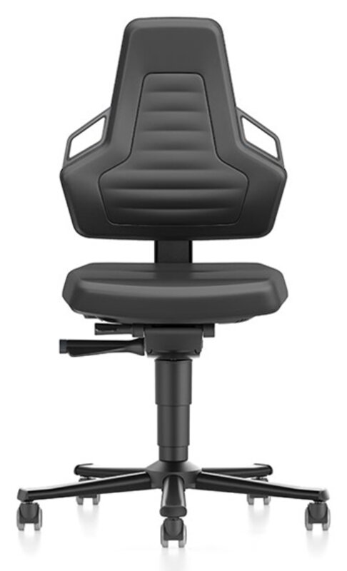 Sedia da laboratorio NEXXIT 2 con rotelle, finta pelle, maniglie antracite