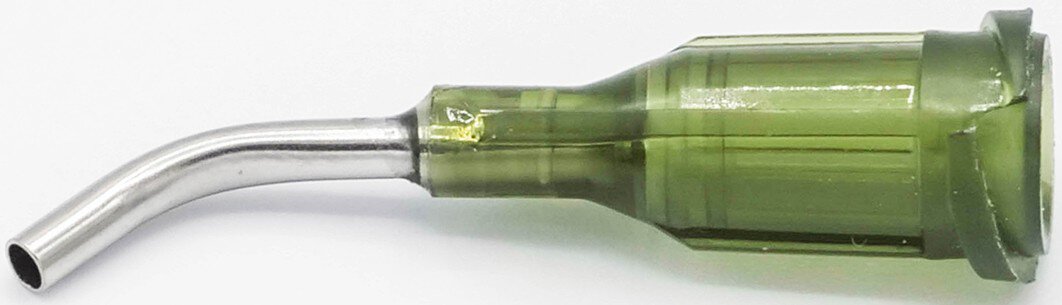 Dosing needle 1.5", 45° angled, gauge 14, olive, angled #zoom-1