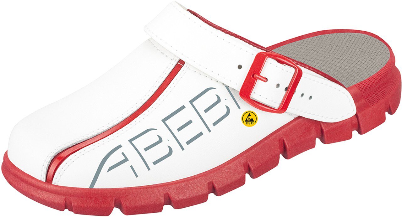 Sabot blanc/rouge avec impression ESD - 44, 37313 Chaussures professionnelles ESD Dynamic femmes / hommes, OB #zoom-1
