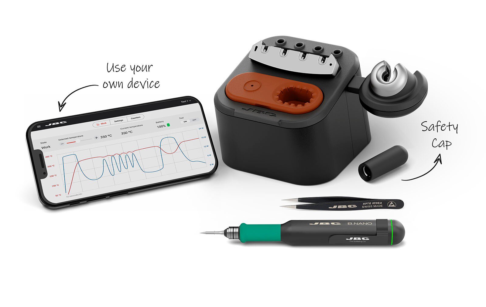 Stazione di saldatura B-Iron con utensile B.NANO, con display portatile #zoom-1