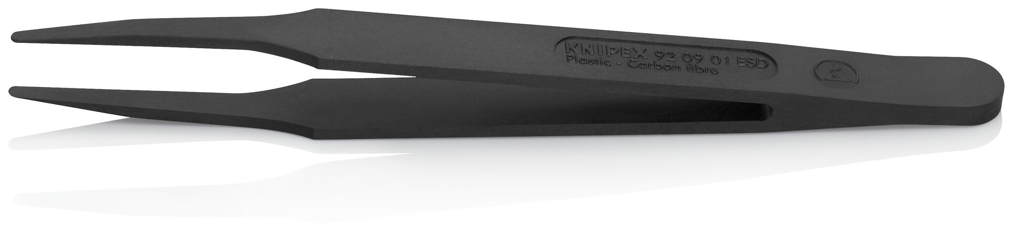 ESD plastic tweezers, smooth, blunt, carbon fiber reinforced plastic, 115 mm #zoom-2