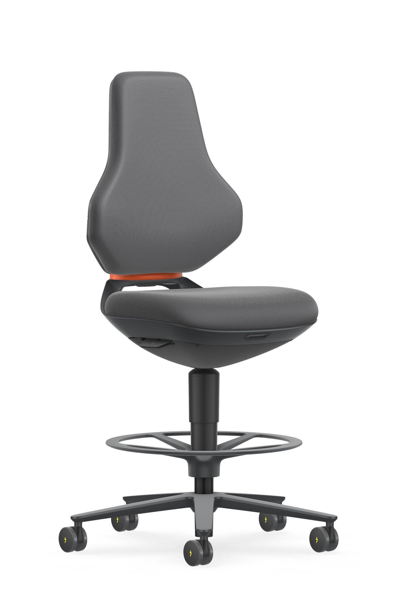 TEXON 4 siège de travail pivotant, avec roulettes d'assise-stop et repose-pieds, Supertec gris #zoom-1