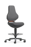 TEXON 4 siège de travail pivotant, avec roulettes d'assise-stop et repose-pieds, Supertec gris #thumbnail-1
