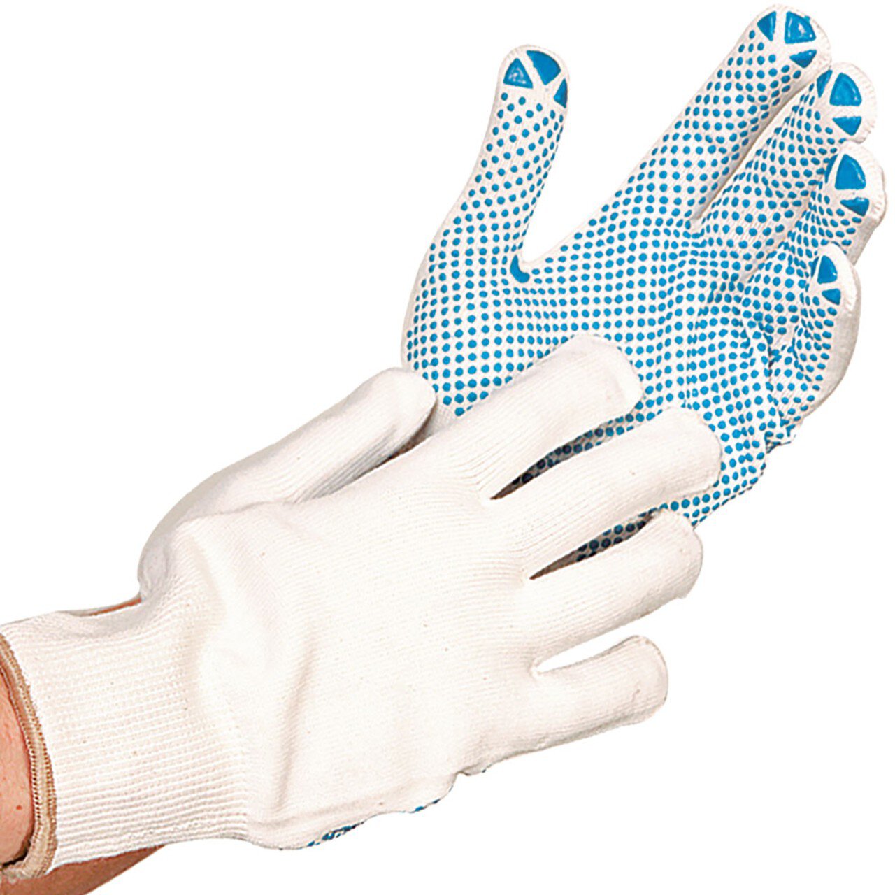 Hygostar Nylon-Baumwolle-Strickhandschuh, STRUCTA II weiß, einseitige Noppen, Größe M #zoom-1