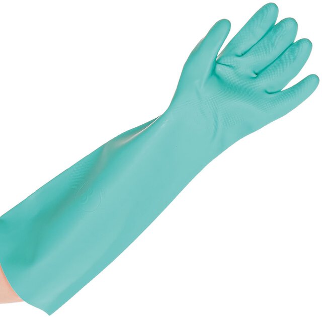 Hygostar, guanto in nitrile PROFESSIONAL, verde, 46 cm, anallergico