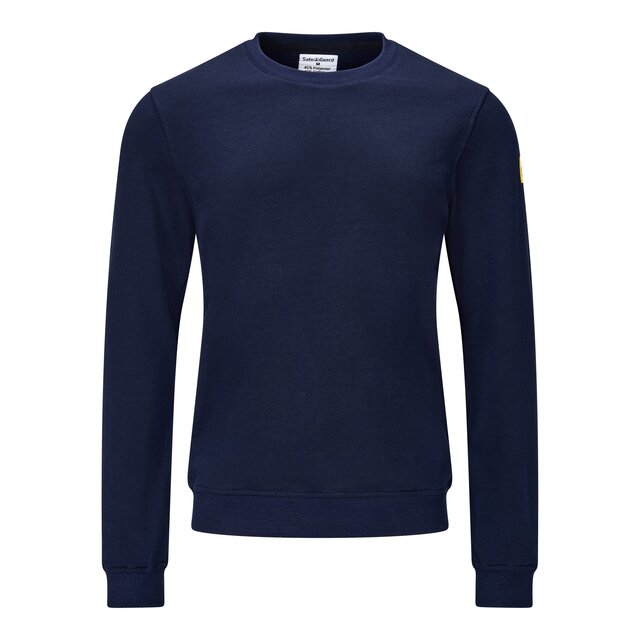 Bluza ESD z okrągłym dekoltem, granatowa, krój Comfort-Fit