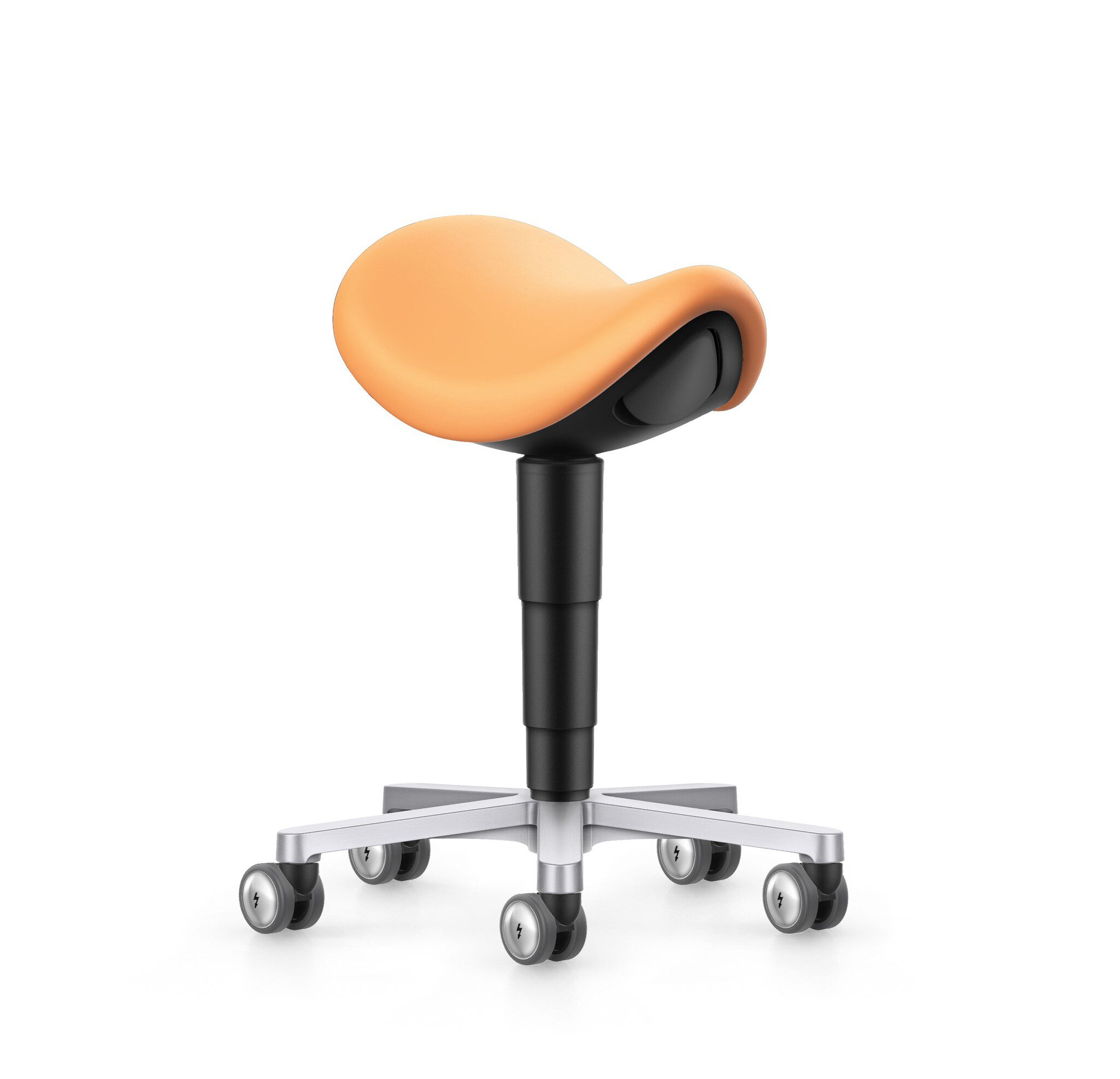 Cleanroom saddle stool, with castors, imitation leather Magic apricot #zoom-1