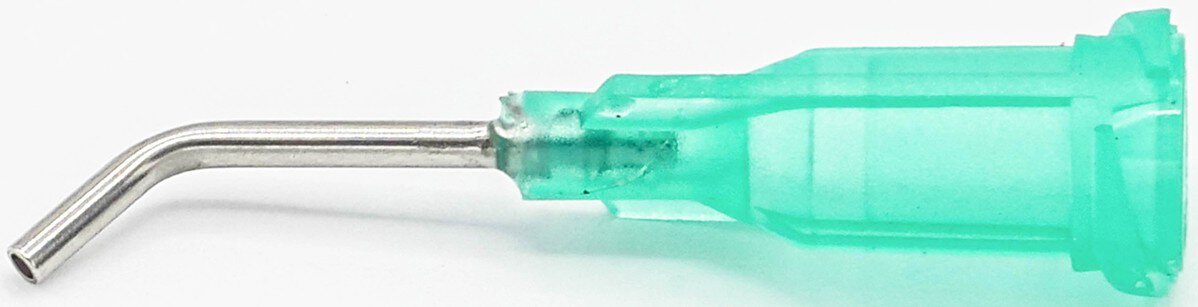 Dosiernadel 1,5", 45° gewinkelt, Gauge 18, grün, abgewinkelt #zoom-1