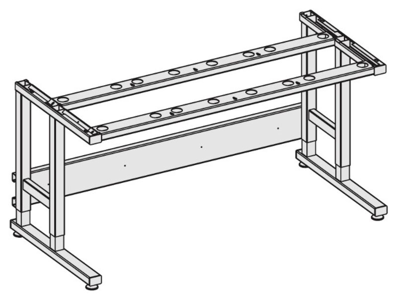 ESD table frame Standard Sintro, manually adjustable with clamping screws, light grey frame, 1830 x 900 mm