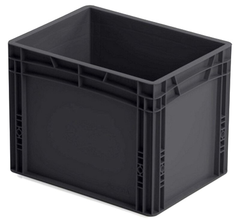 ESD container, black, 400 x 300 x 320 mm, PU = 56 pieces